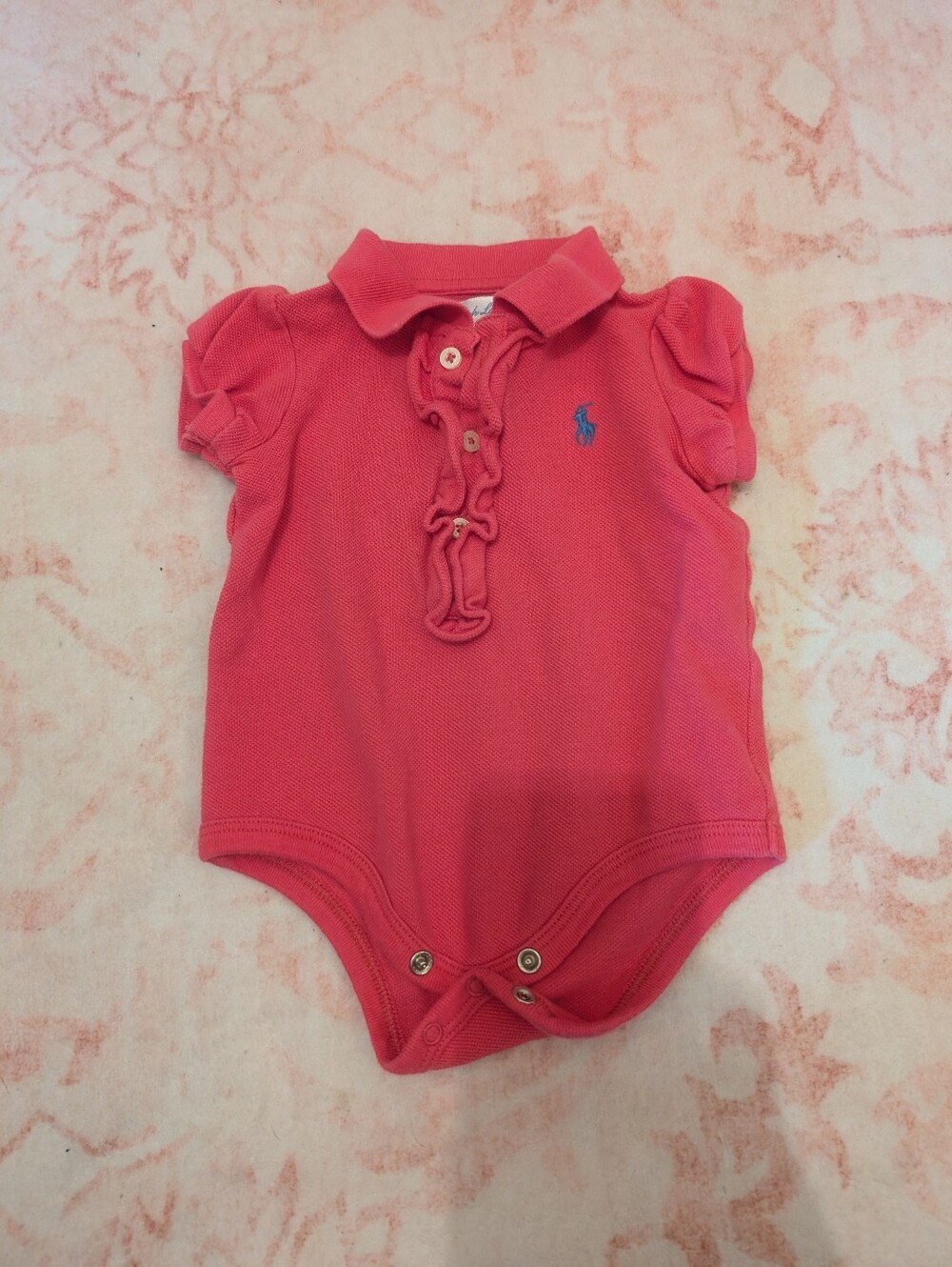 Ralph Lauren Hot Pink Ruffle Polo Baby Bodysuit